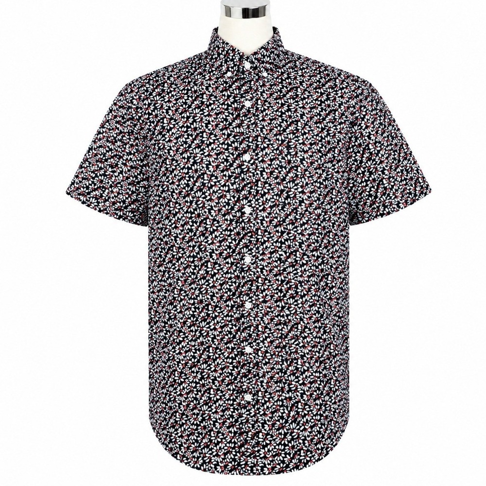 J.Crew Floral Shirt Mens Large Navy Slim Flex Washed Short Sleeve Button Down